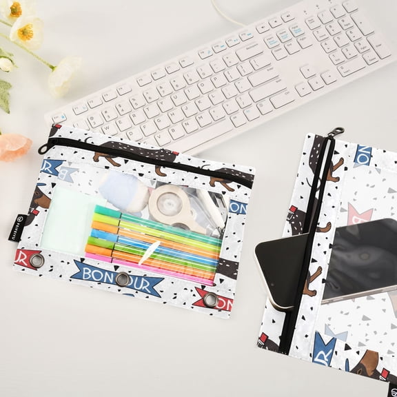 Dachshund Dogs 2 Pack Pencil Pouches Zipper Pencil Case 3 Ring Pencil Pouch Cosmetic Bag