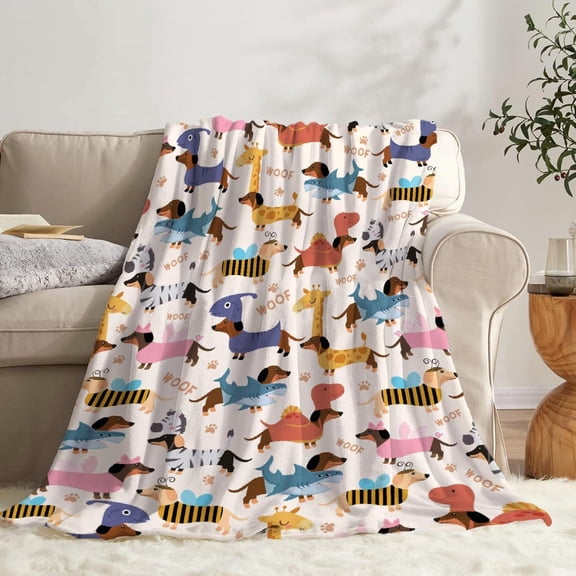 Dachshund Dogs Blanket Gifts for Pet Dog Lovers Girls Boys - \u200bSuper Soft Flannel Fleece Blanket, Lightweight Microfiber Cozy Plush Blanket for Couch L 80x60 in for Adults