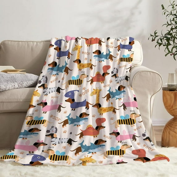 Dachshund Dogs Blanket Gifts for Pet Dog Lovers Girls Boys - \u200bSuper Soft Flannel Fleece Blanket, Lightweight Microfiber Cozy Plush Blanket for Couch M 60x50 in for Teens/Travel