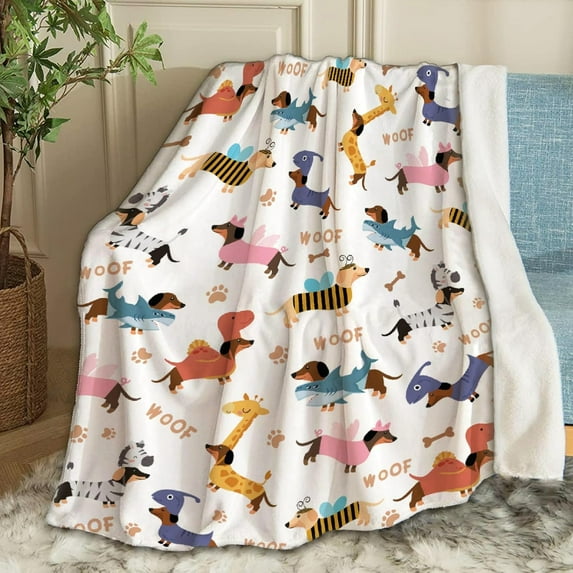 Dachshund Dogs Blanket Gifts Plush Fuzzy Cozy Soft Lightweight Blankets for Couch Air-Conditioning Quilts Decor Blanket for Chirstmas Gifts 60"x50" for Teens