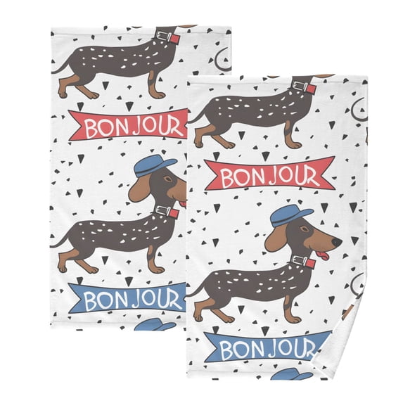 Dachshund Dogs Hand Towel Bath Towels Face Towels Cotton Absorbent for Home Hotel Spa Swimming Yoga Sports Decorative Towel Set of 2