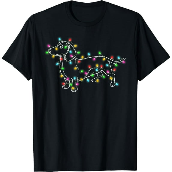 Dachshund Dogs Tree Christmas Xmas Gifts Pet Dog Unisex T-Shirt for Men Women Kids Toddler,Black Color,Size 3XL