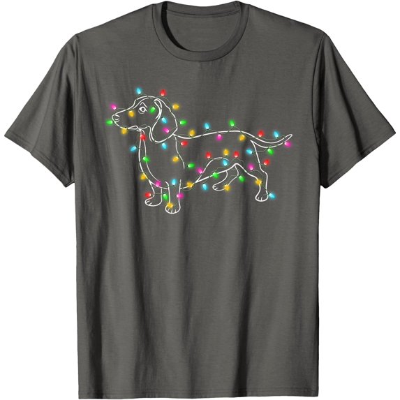 Dachshund Dogs Tree Christmas Xmas Gifts Pet Dog Unisex T-Shirt for Men Women Kids Toddler,Charcoal Color,Size 5/6