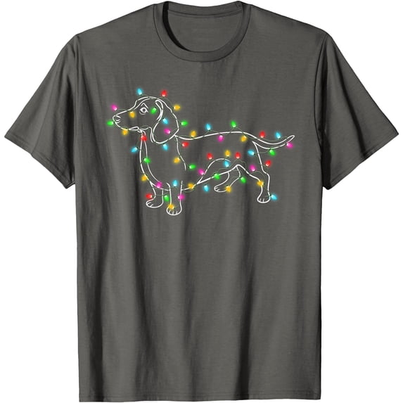 Dachshund Dogs Tree Christmas Xmas Gifts Pet Dog Unisex T-Shirt for Men Women Kids Toddler,Charcoal Color,Size 5XL