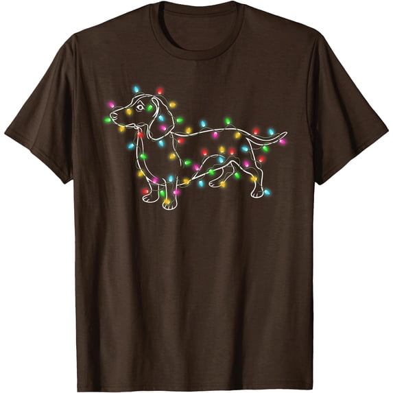Dachshund Dogs Tree Christmas Xmas Gifts Pet Dog Unisex T-Shirt for Men Women Kids Toddler,Dark Chocolate Color,Size 4XL