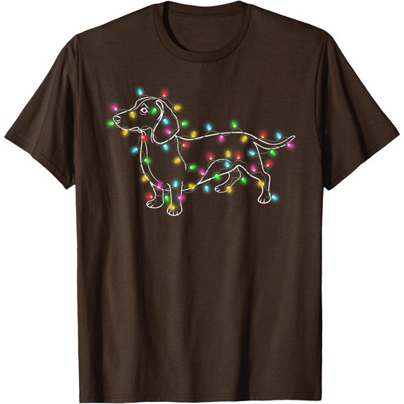 Dachshund Dogs Tree Christmas Xmas Gifts Pet Dog Unisex T-Shirt for Men Women Kids Toddler,Dark Chocolate Color,Size YS