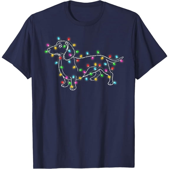 Dachshund Dogs Tree Christmas Xmas Gifts Pet Dog Unisex T-Shirt for Men Women Kids Toddler,Navy Color,Size YXL