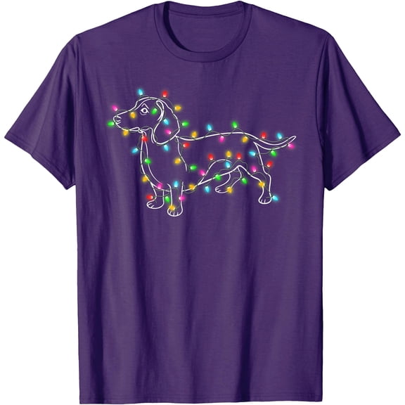 Dachshund Dogs Tree Christmas Xmas Gifts Pet Dog Unisex T-Shirt for Men Women Kids Toddler,Purple Color,Size YM