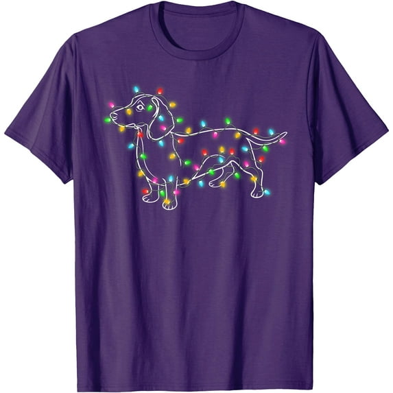Dachshund Dogs Tree Christmas Xmas Gifts Pet Dog Unisex T-Shirt for Men Women Kids Toddler,Purple Color,Size YS