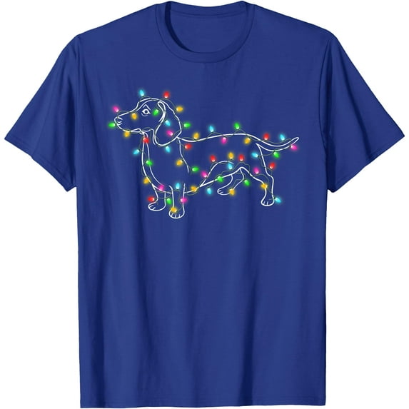 Dachshund Dogs Tree Christmas Xmas Gifts Pet Dog Unisex T-Shirt for Men Women Kids Toddler,Royal Blue Color,Size 4XL