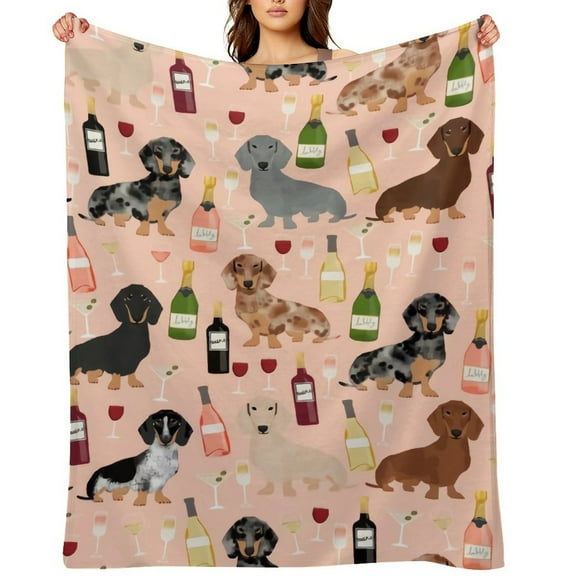 Dachshund Doxie Dachsie Champagne Wine Cocktails Dog Breed The Full Collection of Flannel Blanket Lightweight Cozy Bed Blankets Soft Throw Blanket Fit Couch Sofa for Kids Adults 40"×50"