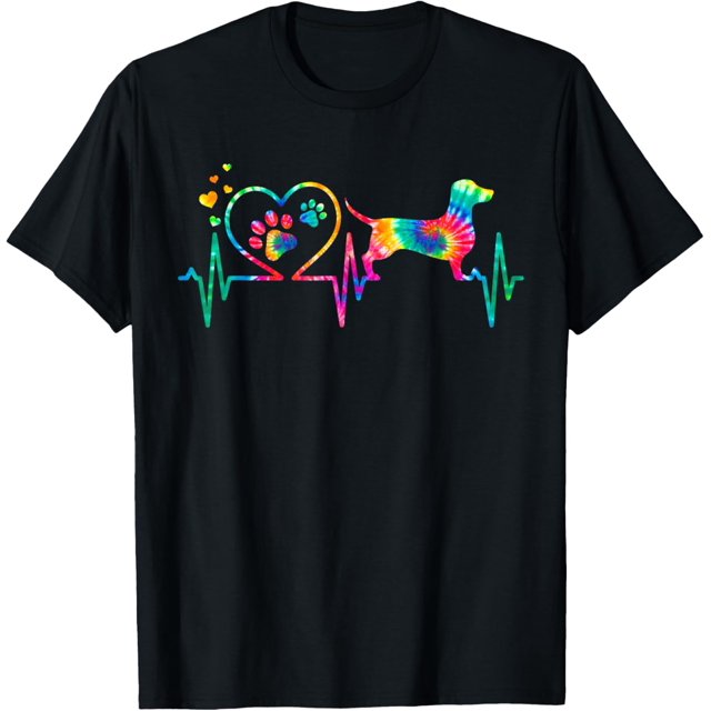 Dachshund Doxie Weenie Mom Dad Heartbeat Tie Dye Dog T-Shirt - Walmart.com
