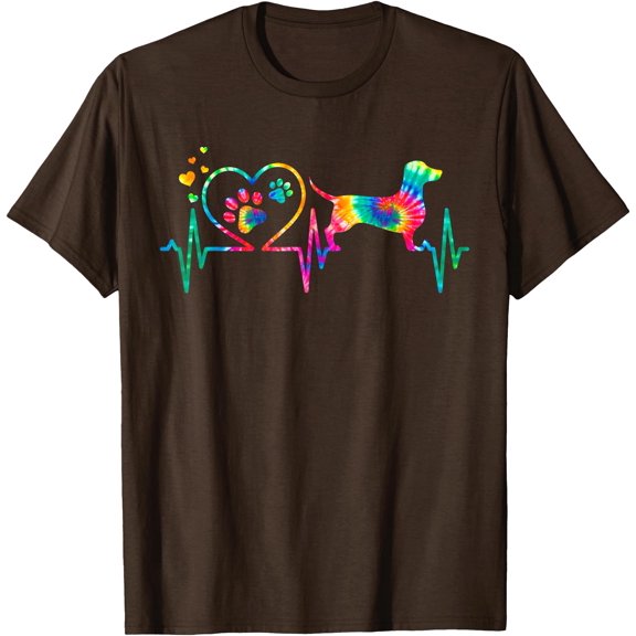 Dachshund Doxie Weenie Mom Dad Heartbeat Tie Dye Dog Unisex T-Shirt for Men Women Kids Toddler