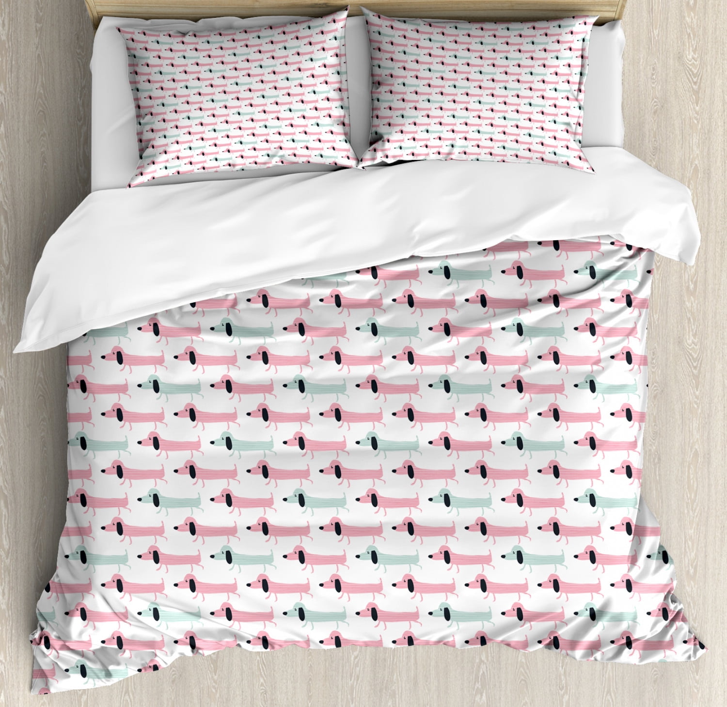 Quirky Dachshund 3-Piece Quilted Bedding Set NCU0VL444