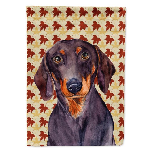 Dachshund Fall Leaves Portrait Flag Canvas House Size
