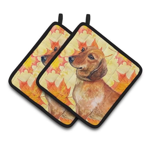 Dachshund Fall Pair of Pot Holders