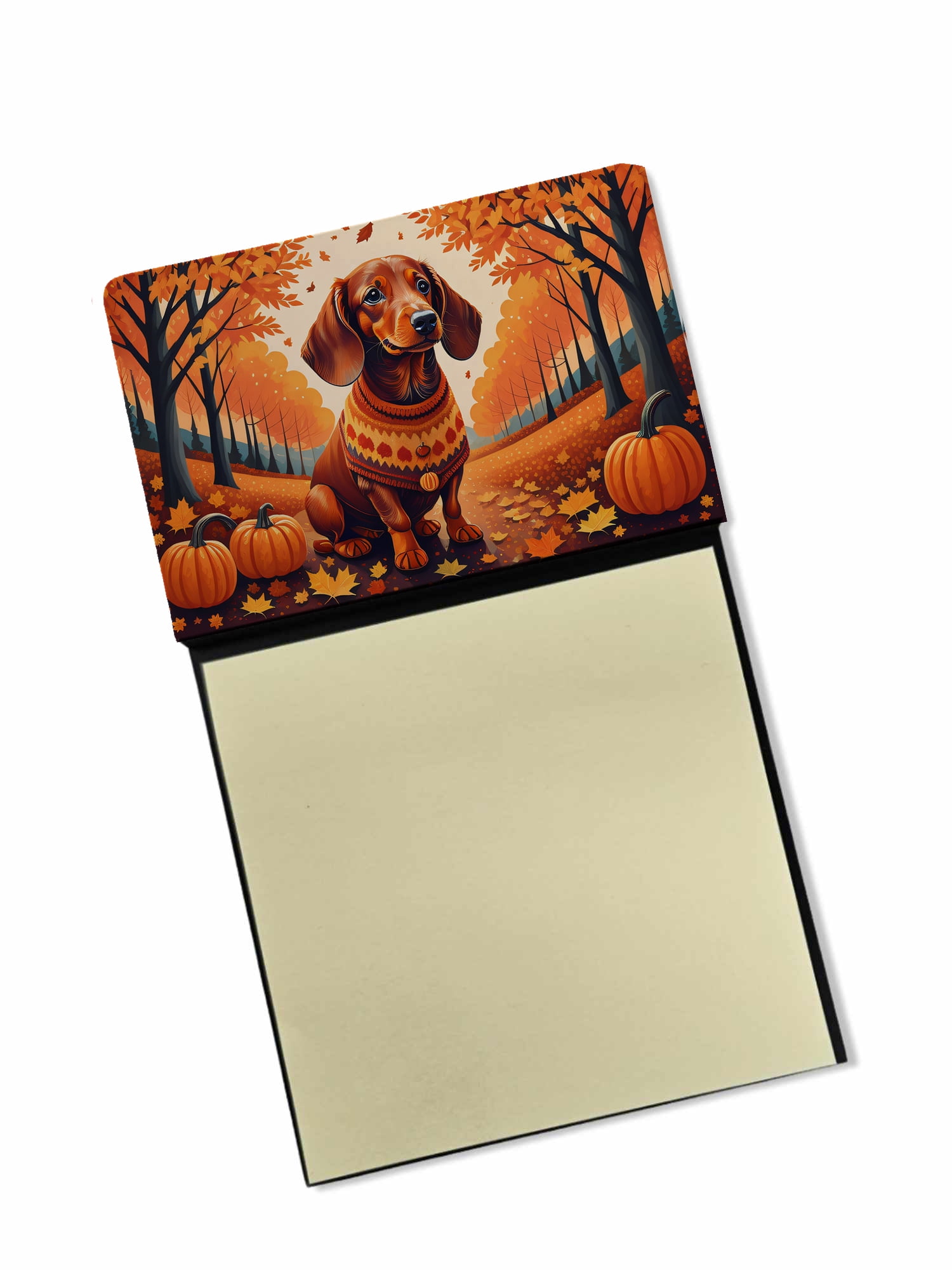 Dachshund Fall Sticky Note Holder 3.25 in x 5.25 in