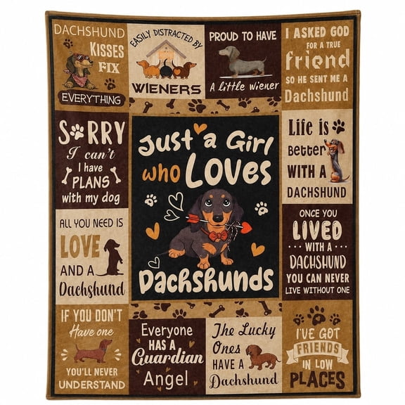 Dachshund Fleece Throw Blanket, Soft 280 Gsm Polyester, Animal Lover Decor for Couch, Sofa & Bed