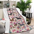 thumbnail image 1 of Dachshund and Flower Blanket,Comfortable Soft Lamb Wool Throw Blanket,All Season,Warm Lightweight Blankets for Sofa Bed Couch Living Room Chair,40"x50", 1 of 4