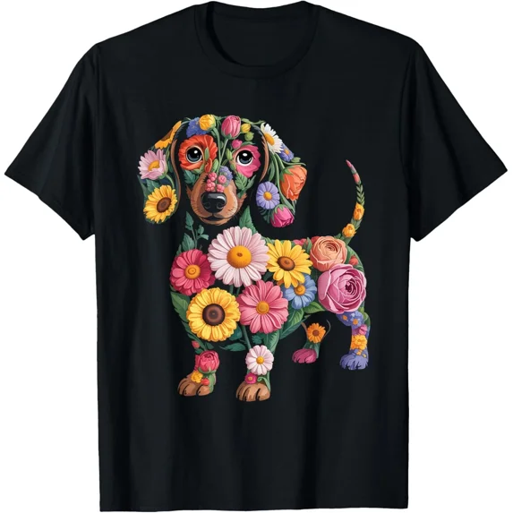Dachshund Flower Funny Dog T-Shirt