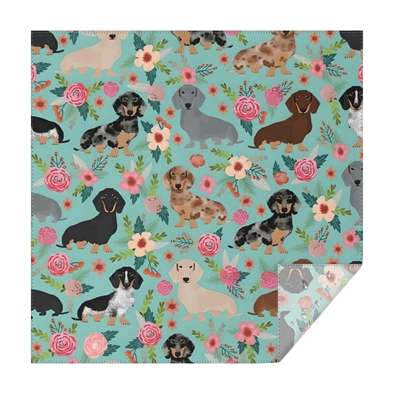 Dachshund and Flower Square Tablecloth,Waterproof Square Table Cover,Wipeable Spillproof Washable Table Cover for Home Kitchen Party Decor 42"X42"(107x107cm)