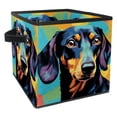 thumbnail image 1 of Dachshund Foldable Cube Organizer with Handle, 10.8"x10.5"x10.6", Large Capacity Storage Bins Organizer Bins Toy Box, 1 of 6