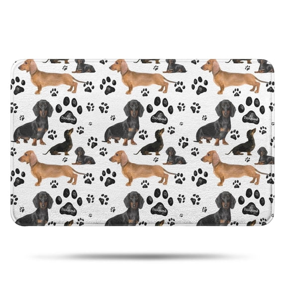 Dachshund Footprint Bathroom Rugs Mat,Non Slip Microfiber Bathroom Rug,Rubber Backing,Soft Bathroom Mats for Bathroom Floor,Tub and Shower,17x27in(43x68cm)