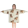 thumbnail image 1 of Dachshund Footprint Blanket Hoodies for Kids 6-13YR Oversize Wearable Blanket Hoodies for Boys Girls Teens, 1 of 7