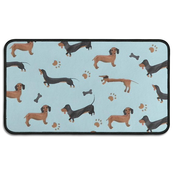 Dachshund Footprint Bone Door Rugs,Washable Non Slip Door Mats Indoor,Decorative Door Mats,Entry Mat Indoor for Entrance,Bedroom,Kitchen,Bathroom,30"x17"