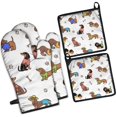 thumbnail image 1 of Dachshund Footprint Bone Kitchen Oven Mitt and Pot Holder Sets 4 Pcs for Baking, Cooking and Grilling, Heat Resistant Up To 392 °F, 1 of 7