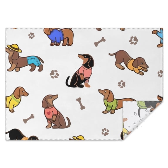 Dachshund Footprint Bone Rectangle Tablecloth 60"x84",Waterproof Polyester Rectangle Table Cloth, Wipeable Spillproof Polyester Tablecloth for Dining, Camping, Indoor and Outdoor