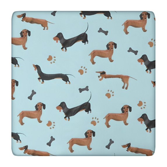 Dachshund Footprint Bone Square Fitted Tablecloth with Elastic Edge,Square Table Cover,Washable Elastic Table Cover for Home Kitchen Party Decor 36"x36"