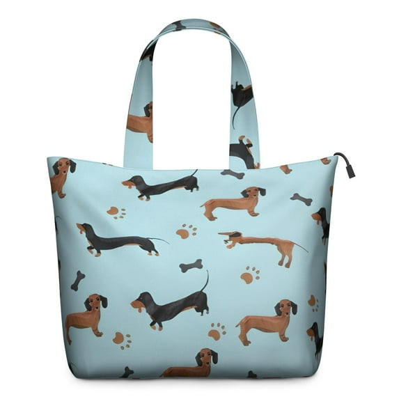 Dachshund Footprint Bone Travel Tote Bags for Women Carry On,Large Weekender Bags for Women Travel,Multi Functional Duffle Bag for Work,Shopping,Sports
