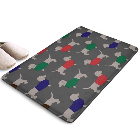 Dachshund Footprint Flannel Non Slip Door Rugs,Washable Door Mats Indoor,Decorative Door Mats,Dirt-Resistant and Absorbent Doormat for Entrance,Bedroom,Kitchen,Bathroom,23.5x16in(60x40cm)
