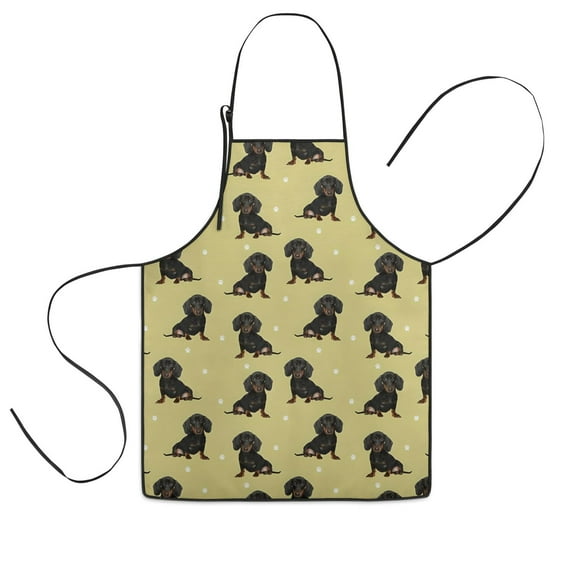 Dachshund Footprint Kids Aprons for Girls and Boys,Adjustable Neck Strap Toddler Aprons for Kids Cooking Baking
