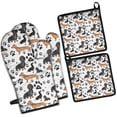 thumbnail image 1 of Dachshund Footprint Kitchen Oven Mitt and Pot Holder Sets 4 Pcs for Baking, Cooking and Grilling, Heat Resistant Up To 392 °F, 1 of 7