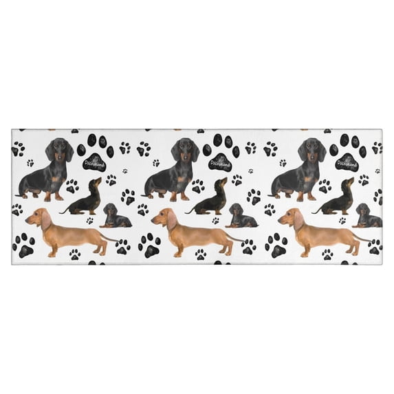 Dachshund Footprint Kitchen Rug Mat,Kitchen Runner Rugs Non Skid Washable,Decorative Kitchen Floor Mats for Kitchen,Sink,Laundry,17"X47"