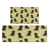 Dachshund Footprint Kitchen Rugs Sets Of 2,Anti Fatigue Kitchen Mat Rugs Non Slip Washable,Decorative Kitchen Floor Mats for Kitchen,Sink,Laundry,17"x30" 17"x47"