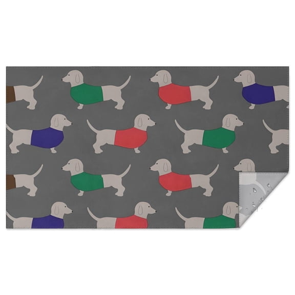 Dachshund Footprint Rectangle Tablecloth 60"x102",Waterproof Polyester Rectangle Table Cloth, Wipeable Spillproof Polyester Tablecloth for Dining, Camping, Indoor and Outdoor