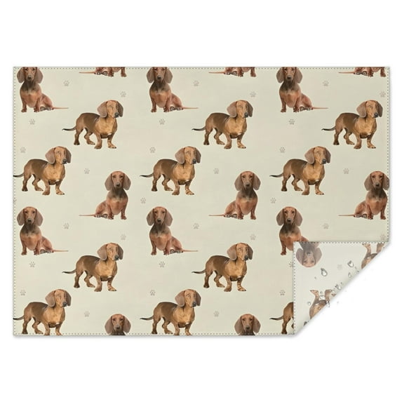 Dachshund Footprint Rectangle Tablecloth 60"x84",Waterproof Polyester Rectangle Table Cloth, Wipeable Spillproof Polyester Tablecloth for Dining, Camping, Indoor and Outdoor