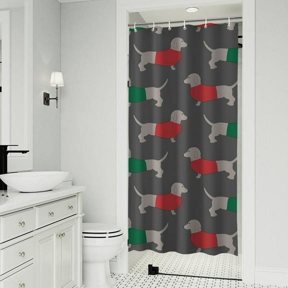 Dachshund Footprint Shower Curtain 36"x72" ,Bathroom Decorative Shower Curtains Set with 12 Hooks,Modern Waterproof Washable Shower Curtain