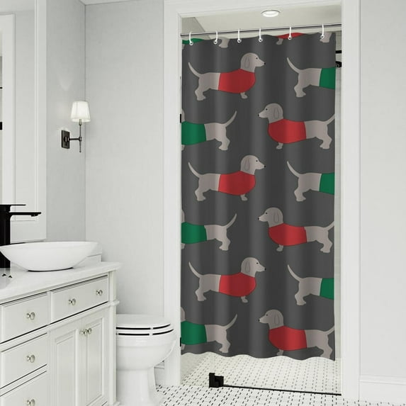 Dachshund Footprint Shower Curtain 36"x72" ,Bathroom Decorative Shower Curtains Set with 12 Hooks,Modern Waterproof Washable Shower Curtain