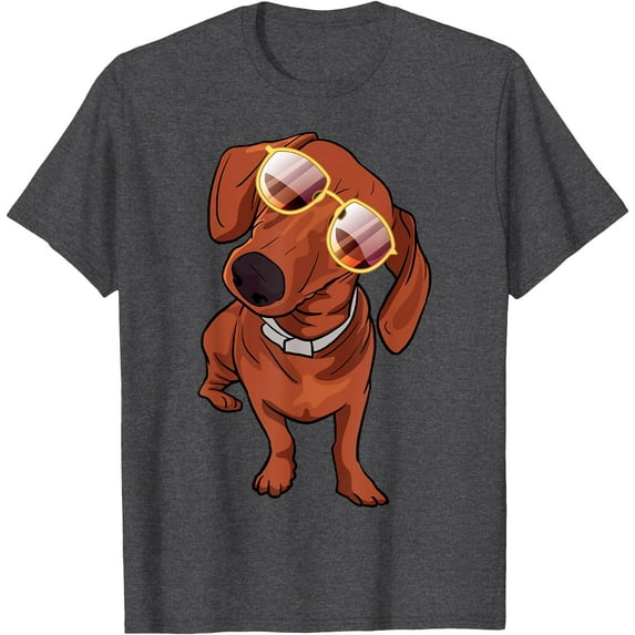 Dachshund Funny Tee for Cute Dog Lovers Softstyle T-Shirt for Men Women Kids,Dark Heather Grey Color,Size L