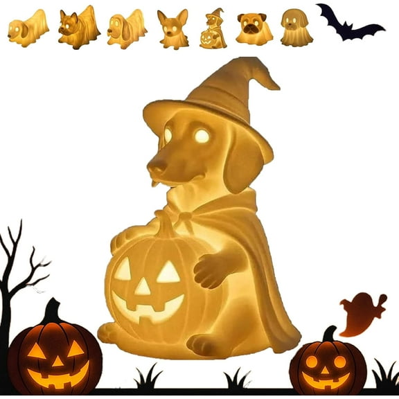 Dachshund Ghost Lamp, French Bulldog lamp, Halloween Glowing Ghost Dog Figurines, Soft Ambient Night Lights Featuring Dachshund, Kitten, Dinosaur, and Puppy Designs
