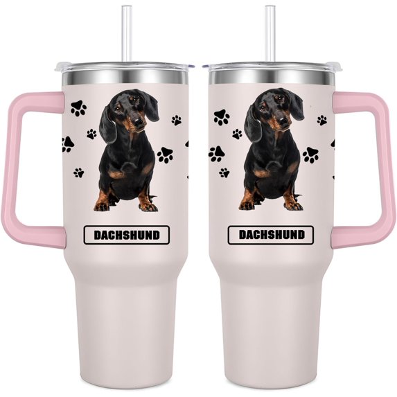 Dachshund Gift for Dog Owner,40oz Dachshund Tumbler with Handle Insulated Reusable Stainless Steel Travel Water Bottle (Color 1)