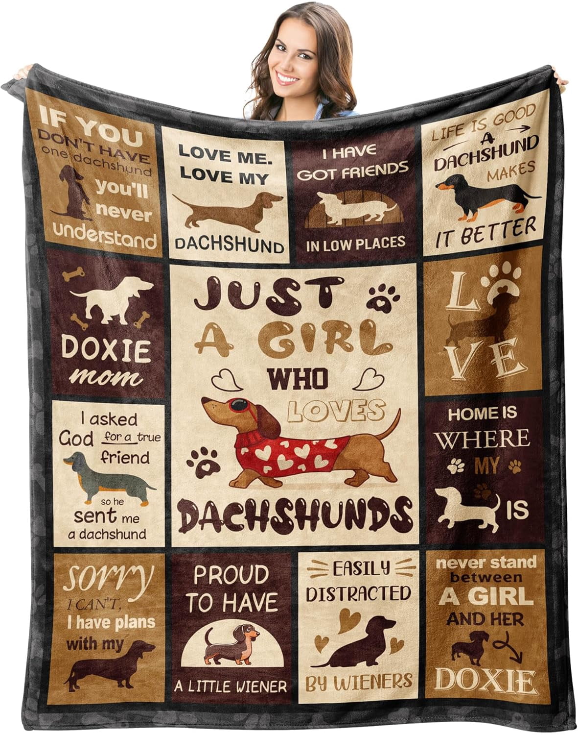 Dachshund Gifts Blanket 60"X50", Dachshund Gifts for Women, Weiner Dog Gifts for Women, Dachshund Decor Throw, Dachshund Lovers Gifts, Dachshund Gifts for Dachshund Lovers Blankets