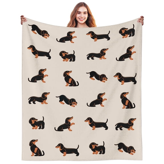 Dachshund Gifts for Women Dog Lovers Cute Puppy Plush Dogs Print Themed Throw Blanket Stuff Cozy Soft Flannel Bedding Dachshund Blanket for Women Adults Sofa Couch Bed Room Decor 50"X40"