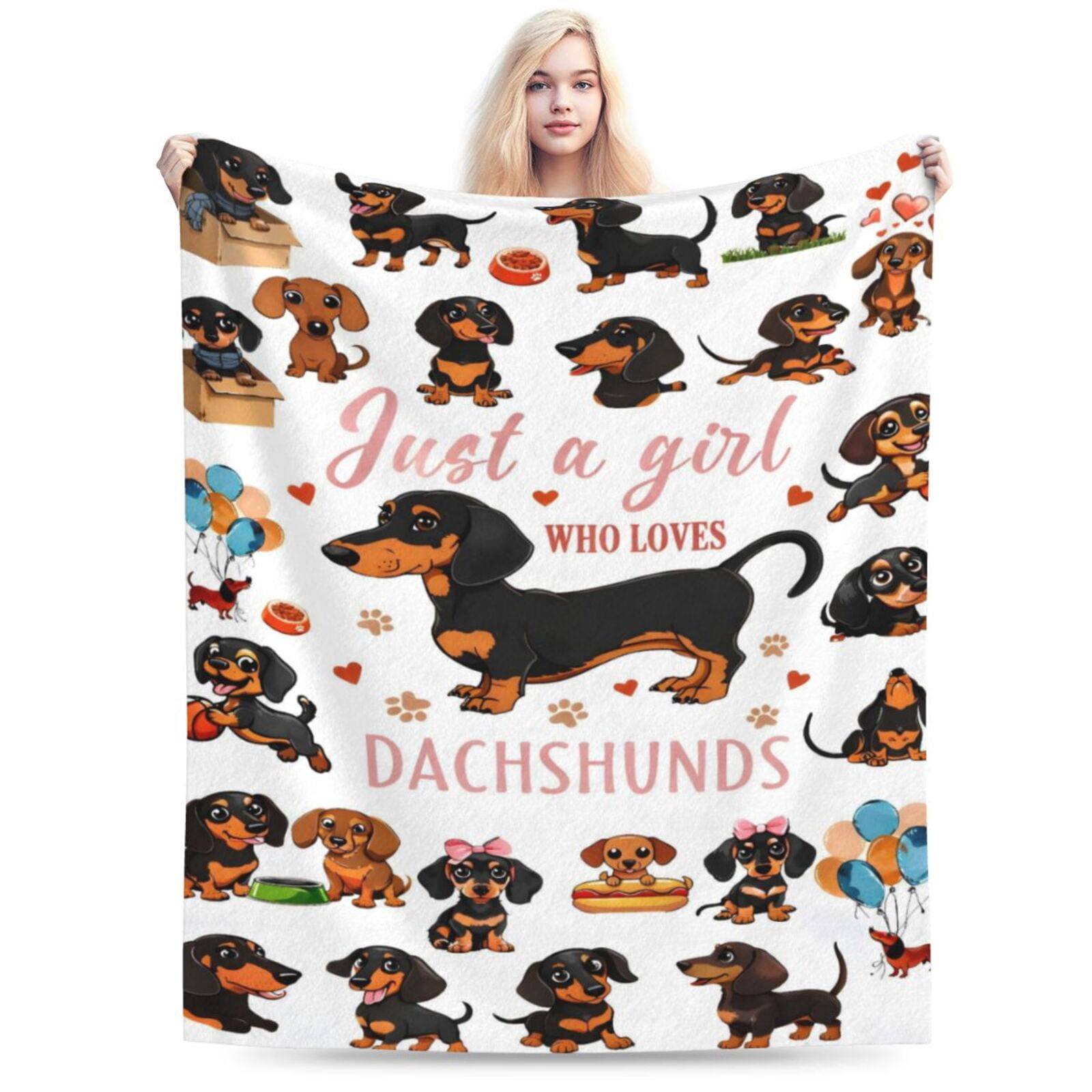 Dachshund Gifts for Women, Wiener Dog Gifts for Girl, Weiner Dog Blanket for Women, Just A Girl Who Love Dachshunds, Dachshund Blanket for Girls 60x50
