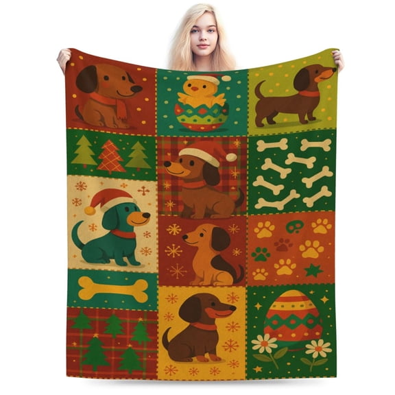 Dachshund Gifts for Women Blanket , Weiner Dog Gifts for Women, Christmas Birthday Dachshund Lovers Gift, Weiner Decor Throw 50x40