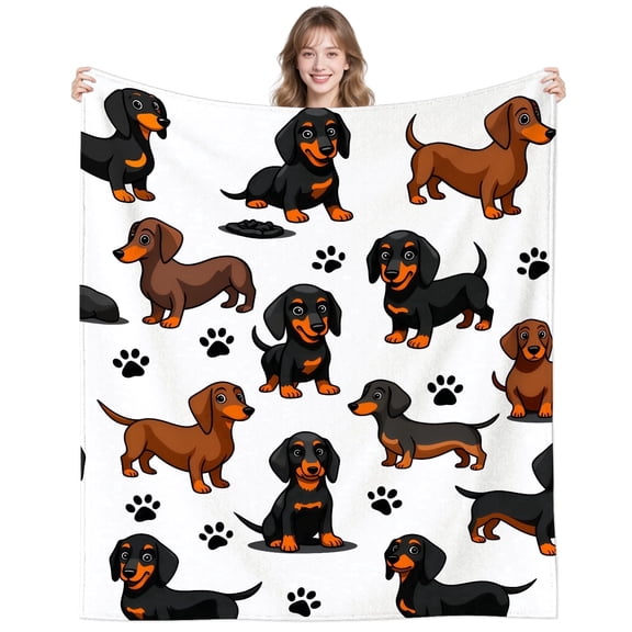 Dachshund Gifts for Women Dachshund Lovers Men Adults,Soft Funny Cute Dachshund Paw Weiner Dog Throw Blanket for Couch Bedding 50"x40"